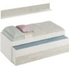 Letto Singolo, Struttura Letto Per Cameretta, Letto Singolo Con Lettino Estraibile E Cassettone E Mensola Abbinata, Cm 199x96h65, Bianco -Cameretta Per Bambini 58337727 1