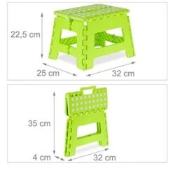 Relaxdays Sgabello Pieghevole, Sgabellino Antiscivolo Con Un Gradino E Manico Fino A 120 Kg, 22,5x32x25 Cm, Verde Bianco, 100% Plastica -Cameretta Per Bambini 58343369 4