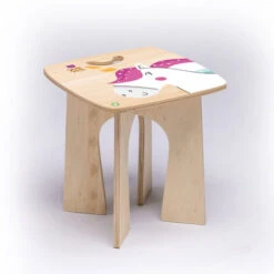 Onlywood Sgabello In Legno Per Bambini UNICORNI Con Disegni Colorati