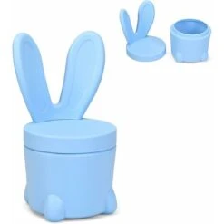 DREAMADE Sgabello Per Bambini, Pouf Contenitore A Forma Di Coniglio Salvaspazio Per Cameretta, Carico 120 Kg 30 X 30 X 27,5 Cm (Azzurro)
