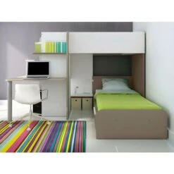 Letto A Castello Con Scrivania Integrata 2 X 90 X 190 Cm In Pino Bianco E Marrone - SAMUEL 8 Letto A Castello Con Scrivania Integrata 2 X 90 X 190 Cm In Pino Bianco E Marrone - SAMUEL -Cameretta Per Bambini 59278643 2