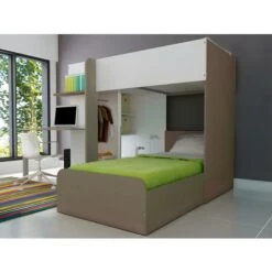 Letto A Castello Con Scrivania Integrata 2 X 90 X 190 Cm In Pino Bianco E Marrone - SAMUEL 10 Letto A Castello Con Scrivania Integrata 2 X 90 X 190 Cm In Pino Bianco E Marrone - SAMUEL -Cameretta Per Bambini 59278643 4