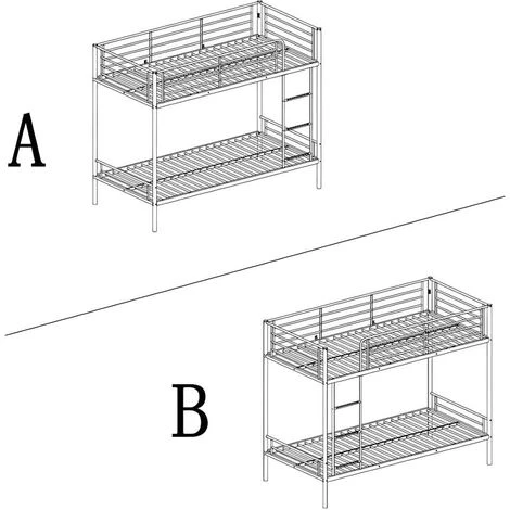 Letto A Castello 2 X 90 X 190 Cm Nero - DUOTIS II 7 Letto A Castello 2 X 90 X 190 Cm Nero - DUOTIS II - immagine 5