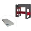 Letto A Soppalco Gamer + Materasso + Scrivania Con LED E Vani Integrati 90 X 200 Cm Antracite E Rosso - NOAH -Cameretta Per Bambini 59278943 1