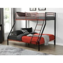 Letto A Castello 90 E 140 X 190 Cm Acciaio Nero E Rosso - ELEVATIO IV -Cameretta Per Bambini 59278954 2