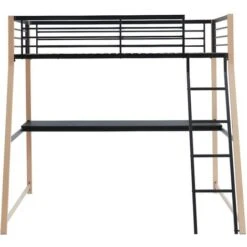 Letto A Soppalco Con Scrivania Integrata 90 X 190 Cm Nero E Rovere + Materasso - MALICIA 9 Letto A Soppalco Con Scrivania Integrata 90 X 190 Cm Nero E Rovere + Materasso - MALICIA -Cameretta Per Bambini 59279019 3