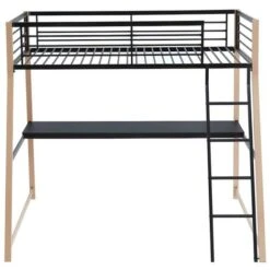 Letto A Soppalco Con Scrivania Integrata 90 X 190 Cm Nero E Rovere + Materasso - MALICIA 10 Letto A Soppalco Con Scrivania Integrata 90 X 190 Cm Nero E Rovere + Materasso - MALICIA -Cameretta Per Bambini 59279019 4