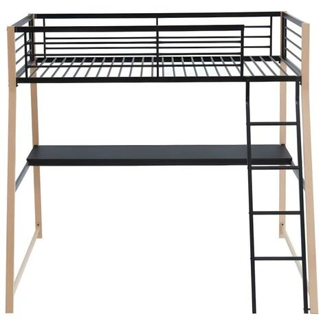 Letto A Soppalco Con Scrivania Integrata 90 X 190 Cm Nero E Rovere + Materasso - MALICIA 6 Letto A Soppalco Con Scrivania Integrata 90 X 190 Cm Nero E Rovere + Materasso - MALICIA - immagine 4