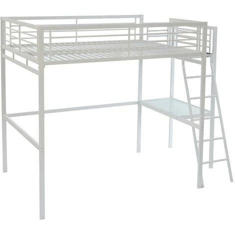 Letto A Soppalco Con Piano Scrivania 140 X 190 Cm Bianco + Materasso - CASUAL II 5 Letto A Soppalco Con Piano Scrivania 140 X 190 Cm Bianco + Materasso - CASUAL II - immagine 3