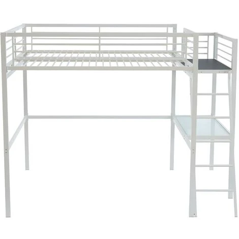 Letto A Soppalco Con Piano Scrivania 140 X 190 Cm Bianco + Materasso - CASUAL II 6 Letto A Soppalco Con Piano Scrivania 140 X 190 Cm Bianco + Materasso - CASUAL II - immagine 4