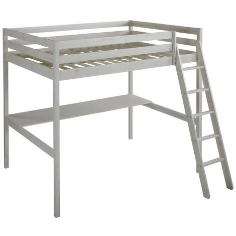 Letto A Soppalco Con Scrivania 140x190 Cm In Pino Massello Sbiancato - GEDEON 6 Letto A Soppalco Con Scrivania 140x190 Cm In Pino Massello Sbiancato - GEDEON - immagine 4