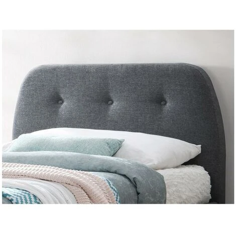 Letto Singolo Con Testata Capitonné - 90 X 190 Cm - Tessuto Grigio - ROMEO 3 Letto Singolo Con Testata Capitonné - 90 X 190 Cm - Tessuto Grigio - ROMEO