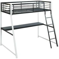 Letto A Soppalco Con Scrivania Integrata 90 X 190 Cm Bianco E Nero - MALICIA 8 Letto A Soppalco Con Scrivania Integrata 90 X 190 Cm Bianco E Nero - MALICIA -Cameretta Per Bambini 59284841 2