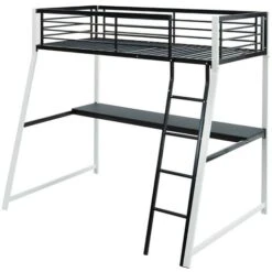 Letto A Soppalco Con Scrivania Integrata 90 X 190 Cm Bianco E Nero - MALICIA 9 Letto A Soppalco Con Scrivania Integrata 90 X 190 Cm Bianco E Nero - MALICIA -Cameretta Per Bambini 59284841 3