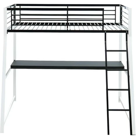 Letto A Soppalco Con Scrivania Integrata 90 X 190 Cm Bianco E Nero - MALICIA 6 Letto A Soppalco Con Scrivania Integrata 90 X 190 Cm Bianco E Nero - MALICIA - immagine 4