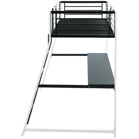Letto A Soppalco Con Scrivania Integrata 90 X 190 Cm Bianco E Nero - MALICIA 7 Letto A Soppalco Con Scrivania Integrata 90 X 190 Cm Bianco E Nero - MALICIA - immagine 5