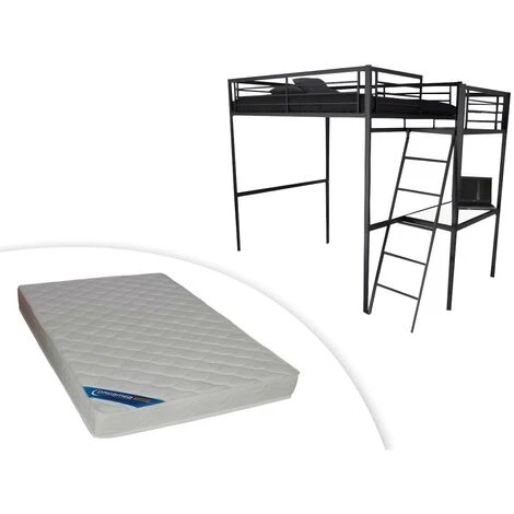 Letto A Soppalco Con Spazio Scrivania Antracite 140 X 190 Cm CASUAL II + Materasso Compreso 3 Letto A Soppalco Con Spazio Scrivania Antracite 140 X 190 Cm CASUAL II + Materasso Compreso