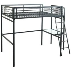 Letto A Soppalco Con Spazio Scrivania Antracite 140 X 190 Cm CASUAL II + Materasso Compreso 8 Letto A Soppalco Con Spazio Scrivania Antracite 140 X 190 Cm CASUAL II + Materasso Compreso -Cameretta Per Bambini 59284845 2