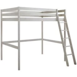 Letto A Soppalco + Materasso 140 X 190 Cm Pino Massello Sbiancato - GEDEON II 9 Letto A Soppalco + Materasso 140 X 190 Cm Pino Massello Sbiancato - GEDEON II -Cameretta Per Bambini 59285328 3