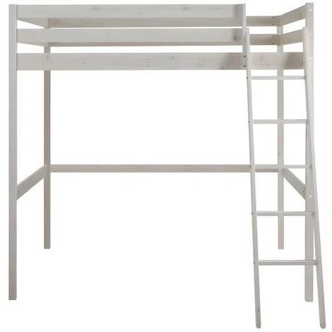 Letto A Soppalco + Materasso 140 X 190 Cm Pino Massello Sbiancato - GEDEON II 7 Letto A Soppalco + Materasso 140 X 190 Cm Pino Massello Sbiancato - GEDEON II - immagine 5