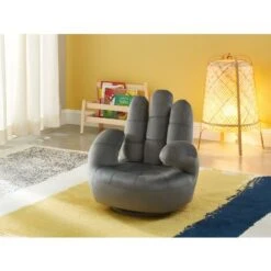 Poltrona Mano Per Bambini Girevole In Velluto Antracite - CATCHY -Cameretta Per Bambini 59285400 2