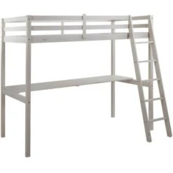 Letto A Soppalco Con Scrivania 90x190 Cm In Pino Massello - Sbiancato - GEDEON -Cameretta Per Bambini 59286604 3