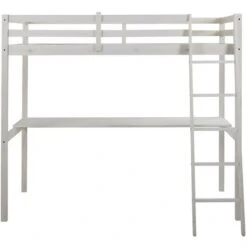 Letto A Soppalco Con Scrivania 90x190 Cm In Pino Massello - Sbiancato - GEDEON -Cameretta Per Bambini 59286604 5