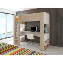 Letto A Soppalco Con Scrivania E Scomparti Integrati 90 X 200 Cm - NOAH -Cameretta Per Bambini 59286622 2