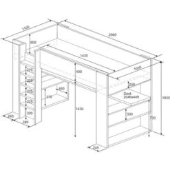 Letto A Soppalco Con Scrivania E Scomparti Integrati 90 X 200 Cm - NOAH -Cameretta Per Bambini 59286622 5