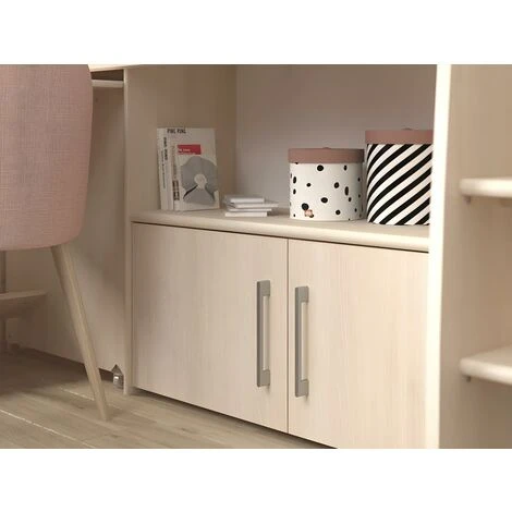 Letto Combinato Con Scrivania E Scomparti 90 X 200 Cm Rovere + Materasso - APOLINE 4 Letto Combinato Con Scrivania E Scomparti 90 X 200 Cm Rovere + Materasso - APOLINE - immagine 2