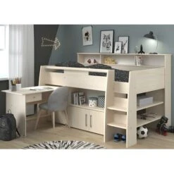 Letto Combinato Con Scrivania E Scomparti 90 X 200 Cm Rovere + Materasso - APOLINE 11 Letto Combinato Con Scrivania E Scomparti 90 X 200 Cm Rovere + Materasso - APOLINE -Cameretta Per Bambini 59286858 5