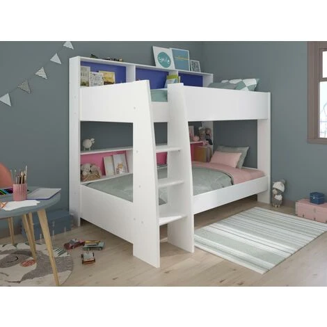 Letto A Castello Con Ripiani E Fondo Reversibile Blu O Rosa 2 X 90 X 200 Cm - LENNY 4 Letto A Castello Con Ripiani E Fondo Reversibile Blu O Rosa 2 X 90 X 200 Cm - LENNY - immagine 2