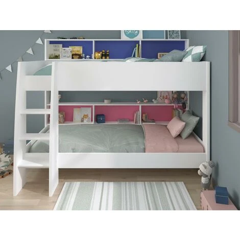 Letto A Castello Con Ripiani E Fondo Reversibile Blu O Rosa 2 X 90 X 200 Cm - LENNY 5 Letto A Castello Con Ripiani E Fondo Reversibile Blu O Rosa 2 X 90 X 200 Cm - LENNY - immagine 3