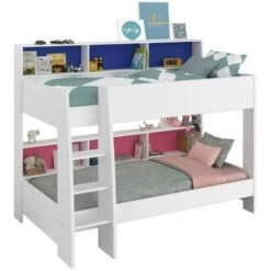 Letto A Castello Con Ripiani E Fondo Reversibile Blu O Rosa 2 X 90 X 200 Cm - LENNY 10 Letto A Castello Con Ripiani E Fondo Reversibile Blu O Rosa 2 X 90 X 200 Cm - LENNY -Cameretta Per Bambini 59289611 4