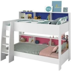 Letto A Castello Con Ripiani E Fondo Reversibile Blu O Rosa 2 X 90 X 200 Cm - LENNY 11 Letto A Castello Con Ripiani E Fondo Reversibile Blu O Rosa 2 X 90 X 200 Cm - LENNY -Cameretta Per Bambini 59289611 5