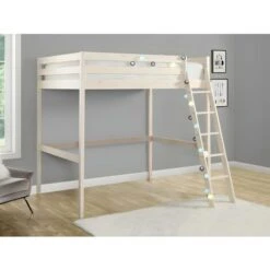 Letto A Soppalco 140x190 Cm In Pino Massello Sbiancato - GEDEON -Cameretta Per Bambini 59289679 2