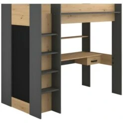 Letto A Soppalco Con Scrivania E Armadio 90 X 200 Cm Rovere E Antracite - AUCKLAND -Cameretta Per Bambini 59289729 5