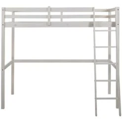 Letto A Soppalco 90 X 190 Cm Pino Massello Sbiancato + Materasso - GEDEON II -Cameretta Per Bambini 59291488 4