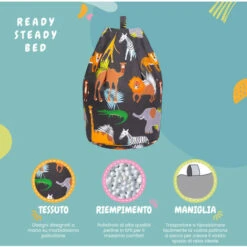 Ready Steady Bed Pouf Con Personaggi Per Bambini, Mobili Per Camera Da Letto Per Bambini, Pouf Per Sala Giochi, Africa -Cameretta Per Bambini 60310846 3