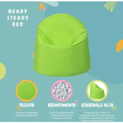 Ready Steady Bed Pouf Da Esterno Per Bambini, Comodo Sedile Da Interno Per Bambini, Ergonomico E Resistente, Lime -Cameretta Per Bambini 60311346 3