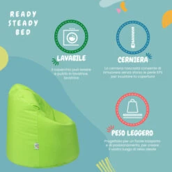 Ready Steady Bed Pouf Da Esterno Per Bambini, Comodo Sedile Da Interno Per Bambini, Ergonomico E Resistente, Lime -Cameretta Per Bambini 60311346 5