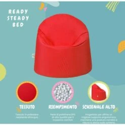 Ready Steady Bed Pouf Da Esterno Per Bambini, Comodo Sedile Da Interno Per Bambini, Ergonomico E Resistente, Rosso -Cameretta Per Bambini 60311410 3