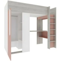 Letto A Soppalco + Materasso Con Armadio E Scrivania 90 X 200 Cm Rosa E Bianco - NICOLAS 11 Letto A Soppalco + Materasso Con Armadio E Scrivania 90 X 200 Cm Rosa E Bianco - NICOLAS -Cameretta Per Bambini 60356984 5