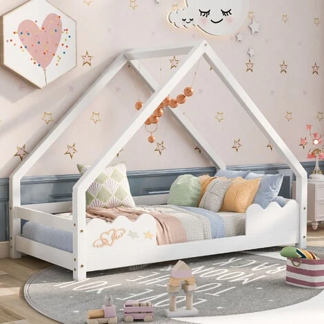Letto Per Bambini 80x160cm Letto Per Bambini In Legno Di Pino Letto Per Bambini Casa Per Bambini Con Protezione Anticaduta E Rete A Doghe, Bianco 3 Letto Per Bambini 80x160cm Letto Per Bambini In Legno Di Pino Letto Per Bambini Casa Per Bambini Con Protezione Anticaduta E Rete A Doghe, Bianco