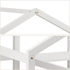 Letto Per Bambini 90x200 Cm Con Protezione Anticaduta, Comodino E Rete A Doghe, Due Letti Singoli Letti Per Ragazzi Letto Sotto Lo Stesso Tetto, Bianco -Cameretta Per Bambini 60857322 4