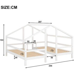 Letto Per Bambini 90x200 Cm Con Protezione Anticaduta, Comodino E Rete A Doghe, Due Letti Singoli Letti Per Ragazzi Letto Sotto Lo Stesso Tetto, Bianco -Cameretta Per Bambini 60857322 5