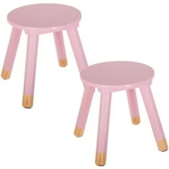 WELL HOME MOBILIARIO & DECORACIÓN Well Home-Set Di 2 Sgabelli Per Bambini, Morbida, Colore Rosa, Estándar