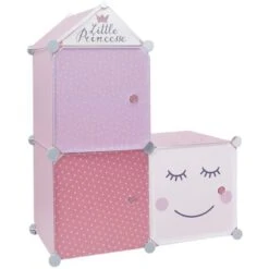 CMP IBERICA Armadio Modulabile A 3 Cubi Per Bambina, Decorazione Per Camera Da Letto, Mobile, Rosa, 30x30x100cm