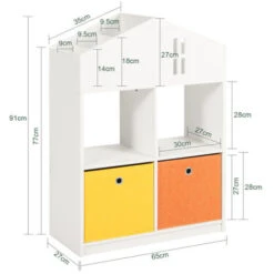 SoBuy Libreria Per Bambini Scaffale Per Bambini Con 2 Scatole In Tessuto Organizer Per Giocattoli Bianco KMB49-W -Cameretta Per Bambini 63700682 2
