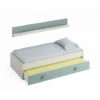 Dmora Letto Singolo Lubbock, Struttura Letto Per Cameretta, Letto Con Lettino Estraibile O Cassettone E Mensola Abbinata, Cm 201x98h43, Bianco E Verde Acqua -Cameretta Per Bambini 63752449 1